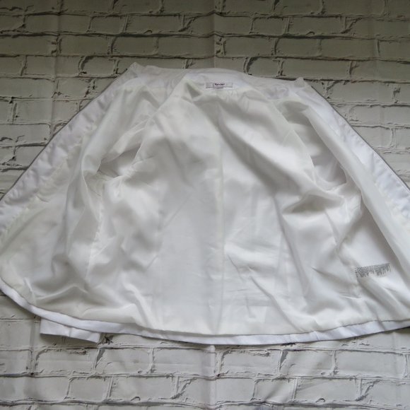 White Tanjay Pleather Bomber Style Jacket With Zippered Front Size 16P - Picture 7 of 11